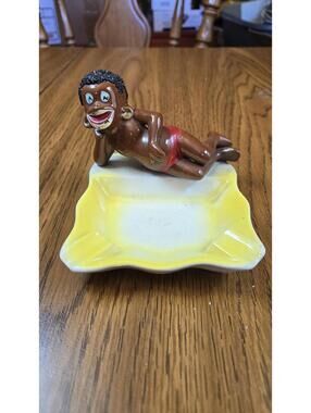 Vintage Rare Ceramic Ashtray Black Americana